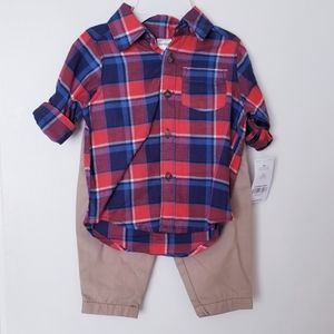 Carter's Baby Boys' 2-Piece Plaid Shirt & Pants Set